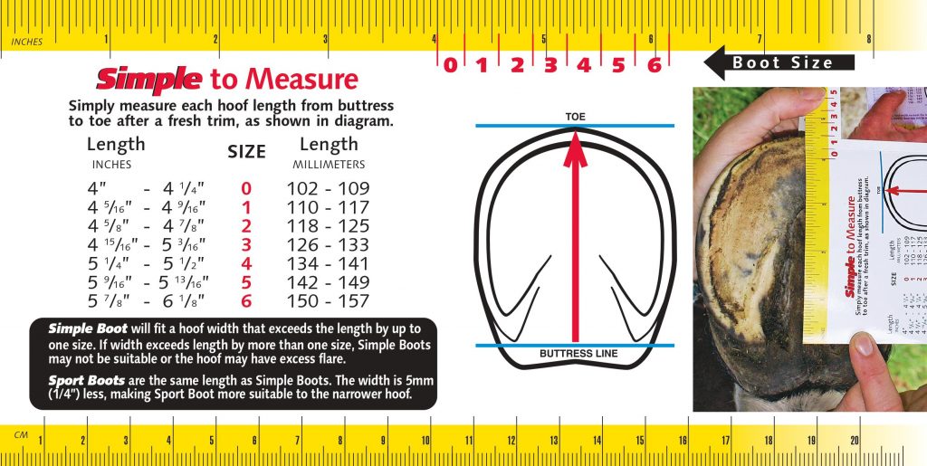 Horse Hoof Boot Size Measuring Chart