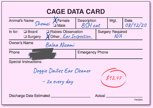 Shomzi Cage Data Card